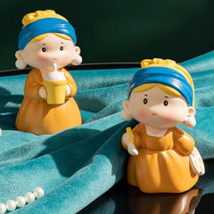 Cute Cartoon Pearl Earring Girl Figurine