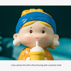 Cute Cartoon Pearl Earring Girl Figurine