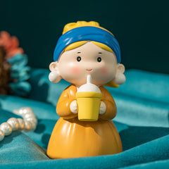 Cute Cartoon Pearl Earring Girl Figurine