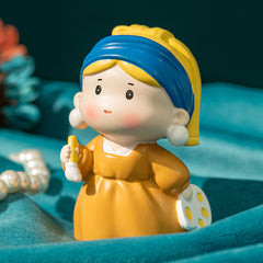 Cute Cartoon Pearl Earring Girl Figurine